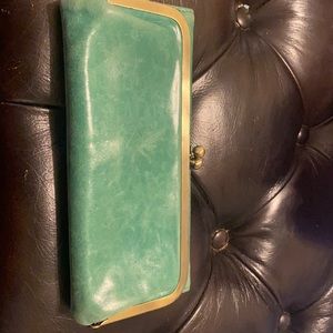 HOBO clutch wallet green leather